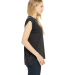 8804 Women's Flowy Muscle Tank with Rolled Cuffs in Dark grey heather