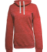 197 8673 Women's Melange Fleece Cowlneck Pullover in Red