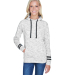 197 8674 Women's Melange Fleece Striped Sleeve Hoo in White/ black