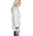 197 8674 Women's Melange Fleece Striped Sleeve Hoo in White/ black