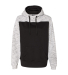 197 8676 Melange Fleece Colorblocked Hooded Pullov in Black/ white