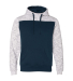197 8676 Melange Fleece Colorblocked Hooded Pullov in Navy/ white