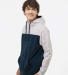 197 8676 Melange Fleece Colorblocked Hooded Pullov in Navy/ white