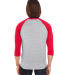BB453W 50/50 Three-Quarter Sleeve Raglan T-shirt in Heather grey/ red
