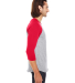 BB453W 50/50 Three-Quarter Sleeve Raglan T-shirt in Heather grey/ red