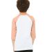 3200Y Bella + Canvas Youth Three-Quarter Sleeve Ba in White/ heather peach