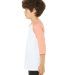 3200Y Bella + Canvas Youth Three-Quarter Sleeve Ba in White/ heather peach