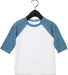 Bella+Canvas 3200T Toddler Three-Quarter Sleeve Ba in White/ denim