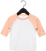 Bella+Canvas 3200T Toddler Three-Quarter Sleeve Ba in White/ heather peach