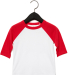 Bella+Canvas 3200T Toddler Three-Quarter Sleeve Ba in White/ red