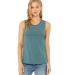 Women's Long Muscle Tank in Heather deep teal