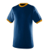Augusta Sportswear 711 Youth Ringer T-Shirt in Navy/ gold