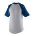 Augusta Sportswear 424 Youth Short Sleeve Baseball in Athletic heather/ navy