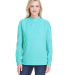 J America 8428 Women's Weekend Terry Mock Crew in Turquoise