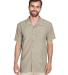 Harriton M560 Men's Barbados Textured Camp Shirt in Khaki