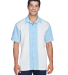 Harriton M575 Men's Two-Tone Bahama Cord Camp Shir in Cloud blue/ cream