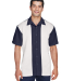Harriton M575 Men's Two-Tone Bahama Cord Camp Shir in Navy/ cream