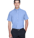 Harriton M600S Men's Short-Sleeve Oxford with Stai in Light blue