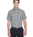 Harriton M600S Men's Short-Sleeve Oxford with Stai in Oxford grey