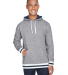 J America 8701 Peppered Fleece Lapover Hooded Pull in Pepper/ navy