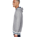 J America 8701 Peppered Fleece Lapover Hooded Pull in Pepper/ navy