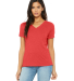 BELLA 6405 Ladies Relaxed V-Neck T-shirt in Red triblend