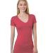 Bayside Apparel 3407 Junior's 4.2 oz., Fine Jersey in Heather red