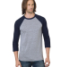 Bayside Apparel 9525 Unisex 4.2 oz., Triblend 3/4- in Athletic grey/ navy