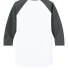 Jerzees 560RR Unisex Premium Blend Ring-Spun 3/4 S in White/ charcoal heather
