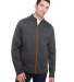 North End NE712 Men's Flux 2.0 Full-zip Jacket in Black heather/ orange soda
