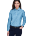 Harriton M600W Ladies' Long-Sleeve Oxford with Sta in Light blue