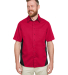 Harriton M586 Men's Flash IL Colorblock Short Slee in Red/ black