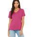 Bella + Canvas 6405 Ladies' Relaxed Jersey V-Neck  in Berry