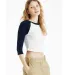 Bella + Canvas 1200 Ladies' Micro Ribbed 3/4 Ragla in White/ navy