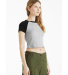 Bella + Canvas 1201 Ladies' Micro Ribbed Raglan Ba in Athletic heather/ black