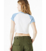 Bella + Canvas 1201 Ladies' Micro Ribbed Raglan Ba in White/ baby blue