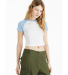 Bella + Canvas 1201 Ladies' Micro Ribbed Raglan Ba in White/ baby blue