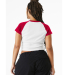 Bella + Canvas 1201 Ladies' Micro Ribbed Raglan Ba in White/ red