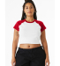 Bella + Canvas 1201 Ladies' Micro Ribbed Raglan Ba in White/ red