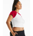 Bella + Canvas 1201 Ladies' Micro Ribbed Raglan Ba in White/ red