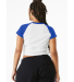 Bella + Canvas 1201 Ladies' Micro Ribbed Raglan Ba in White/ true royal
