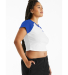 Bella + Canvas 1201 Ladies' Micro Ribbed Raglan Ba in White/ true royal