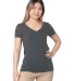 Bayside Apparel 5875 Ladies' Fine Jersey V-Neck T- in Charcoal