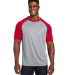 Team 365 TT62 Unisex Zone Colorblock Raglan T-Shir in Athletic heather/ sport red