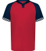 Augusta Sportswear 6906 Youth Cutter Henley Jersey in Scarlet/ navy