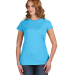 J America 8138 Women’s Glitter T-Shirt in Maui blue/ silver