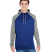 J America 8612 Men's Colorblocked Cosmic Fleece Ho in Navy/ charcoal fleck