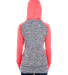 J America 8618 Women’s Colorblocked Cosmic Fleec in Charcoal fleck/ fire coral