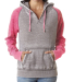 J America 8926 Women's Zen Fleece Raglan Hooded Sw in Cement/ wildberry