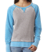 J America 8927 Women’s Zen Fleece Raglan Sweatsh in Cement/ oceanberry